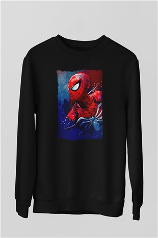 Örümcek Baskılı Unisex Siyah  Sweatshirt