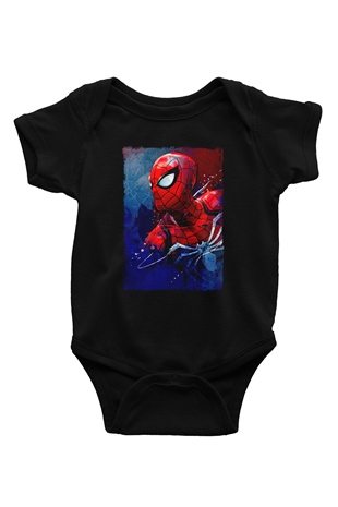 Örümcek BaskılıSiyah  Bebek Body - Zıbın