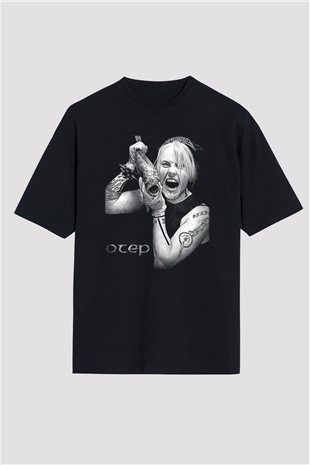 Otep Baskılı Unisex Siyah Oversize Tişört - Tshirt