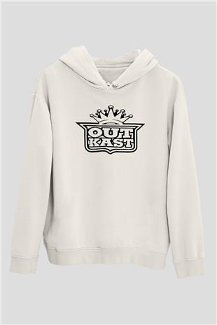 OutKast Baskılı Beyaz Unisex Kapüşonlu Sweatshirt