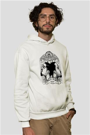 OutKast Baskılı Beyaz Unisex Kapüşonlu Sweatshirt