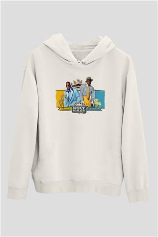 OutKast Baskılı Beyaz Unisex Kapüşonlu Sweatshirt