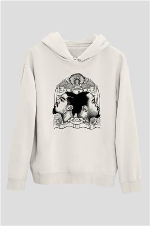 OutKast Baskılı Beyaz Unisex Kapüşonlu Sweatshirt