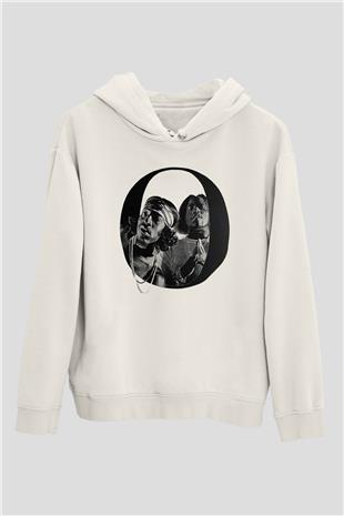 OutKast Baskılı Beyaz Unisex Kapüşonlu Sweatshirt