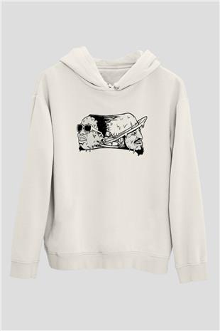 OutKast Baskılı Beyaz Unisex Kapüşonlu Sweatshirt
