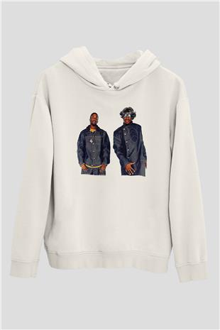 OutKast Baskılı Beyaz Unisex Kapüşonlu Sweatshirt