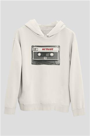 OutKast Baskılı Beyaz Unisex Kapüşonlu Sweatshirt