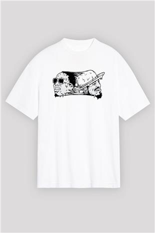 OutKast Baskılı Beyaz Unisex Oversize Tişört - Tshirt