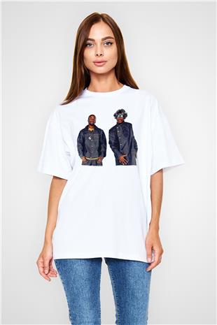OutKast Baskılı Beyaz Unisex Oversize Tişört - Tshirt