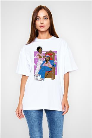 OutKast Baskılı Beyaz Unisex Oversize Tişört - Tshirt
