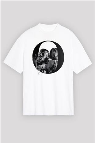 OutKast Baskılı Beyaz Unisex Oversize Tişört - Tshirt