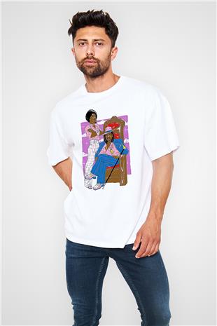 OutKast Baskılı Beyaz Unisex Oversize Tişört - Tshirt