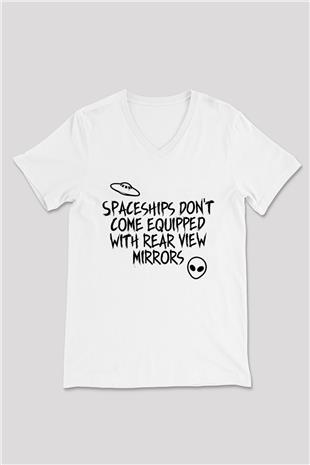 OutKast Baskılı Beyaz Unisex V Yaka Tişört - Tshirt