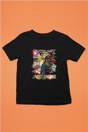 OutKast Baskılı Unisex Siyah Çocuk Tişört - Tshirt