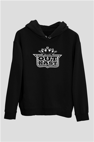 OutKast Baskılı Unisex Siyah Hoodie