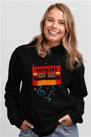 OutKast Baskılı Unisex Siyah Hoodie