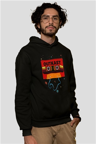 OutKast Baskılı Unisex Siyah Hoodie