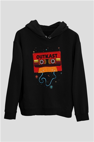 OutKast Baskılı Unisex Siyah Hoodie