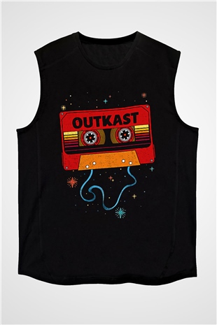 OutKast Baskılı Unisex Siyah Kolsuz Tişört - Tshirt