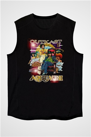 OutKast Baskılı Unisex Siyah Kolsuz Tişört - Tshirt