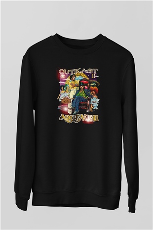 OutKast Baskılı Unisex Siyah Sweatshirt
