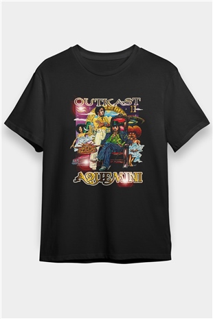 OutKast Baskılı Unisex Siyah Tişört - Tshirt
