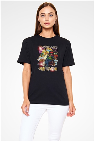 OutKast Baskılı Unisex Siyah Tişört - Tshirt