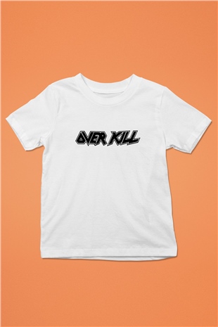 Overkill Baskılı Beyaz Unisex Çocuk Tişört