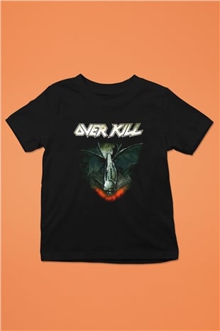 Overkill Baskılı Siyah Unisex Çocuk Tişört