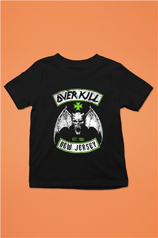 Overkill Baskılı Siyah Unisex Çocuk Tişört