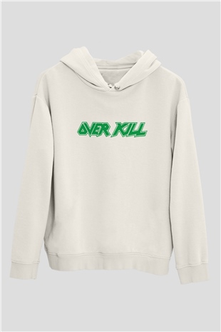 Overkill Beyaz Unisex Kapşonlu Sweatshirt