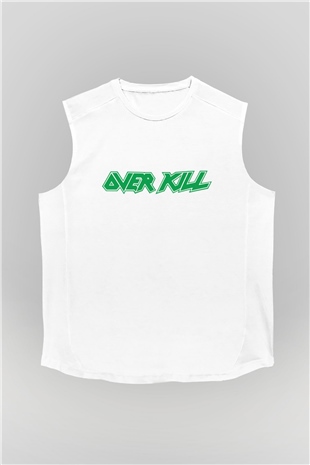 Overkill Beyaz Unisex Kolsuz Tişört