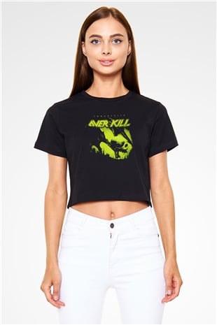 Overkill Siyah  Crop Top Tişört
