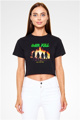 Overkill Siyah Crop Top Tişört