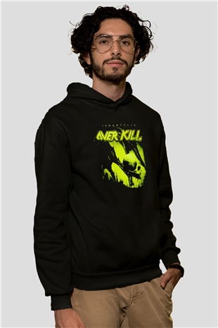 Overkill Siyah Unisex Kapüşonlu Sweatshirt