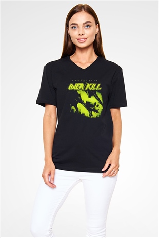 Overkill Siyah Unisex V Yaka Tişört