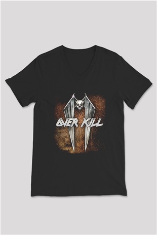 Overkill Siyah Unisex V Yaka Tişört T-Shirt