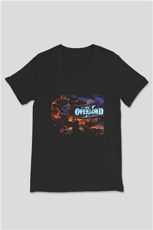 Overlord Siyah Unisex V Yaka Tişört