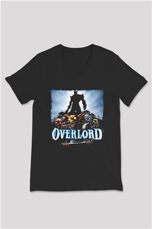 Overlord Siyah Unisex V Yaka Tişört
