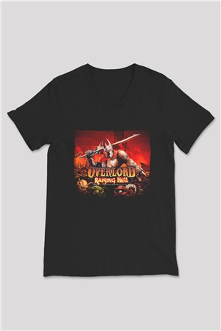 Overlord Siyah Unisex V Yaka Tişört