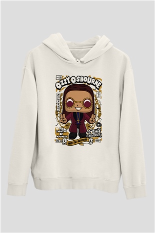 Ozzy Osbourne Baskılı Unisex Beyaz Hoodie