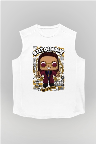Ozzy Osbourne Baskılı Unisex Beyaz Kolsuz Tişört