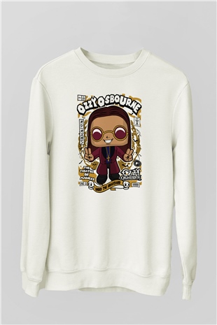 Ozzy Osbourne Baskılı Unisex Beyaz Sweatshirt