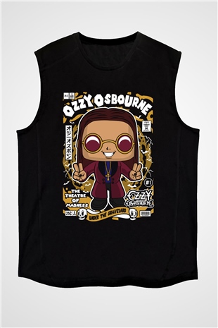 Ozzy Osbourne Baskılı Unisex Siyah Kolsuz Tişört