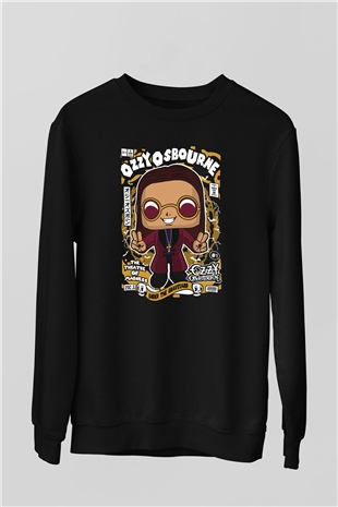 Ozzy Osbourne Baskılı Unisex Siyah Sweatshirt
