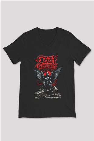 Ozzy Osbourne Siyah Unisex V Yaka Tişört
