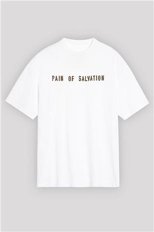 Pain Of Salvation Baskılı Beyaz Unisex Oversize Tişört - Tshirt