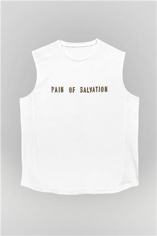 Pain Of Salvation Baskılı Beyaz Unisex Kolsuz Tişört - Tshirt