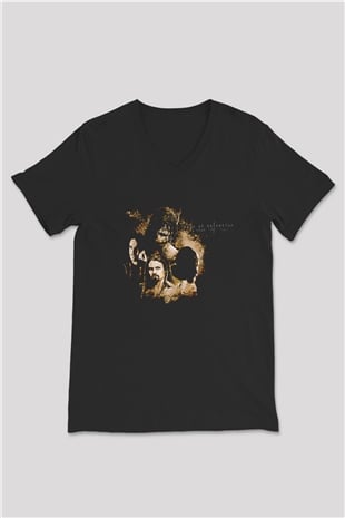 Pain Of Salvation Baskılı Unisex Siyah V Yaka Tişört - Tshirt