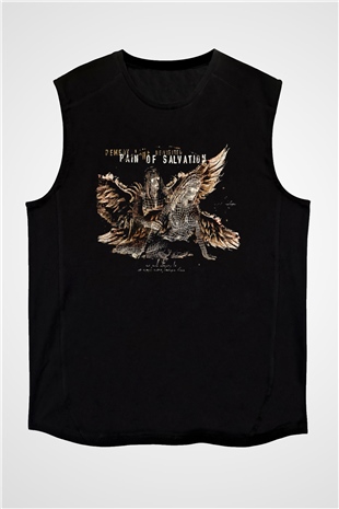 Pain Of Salvation Baskılı Unisex Siyah Kolsuz Tişört - Tshirt